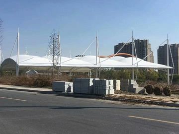 Architecture Tensile PVC Membrane Structure Rain And Sunshine Shelter
